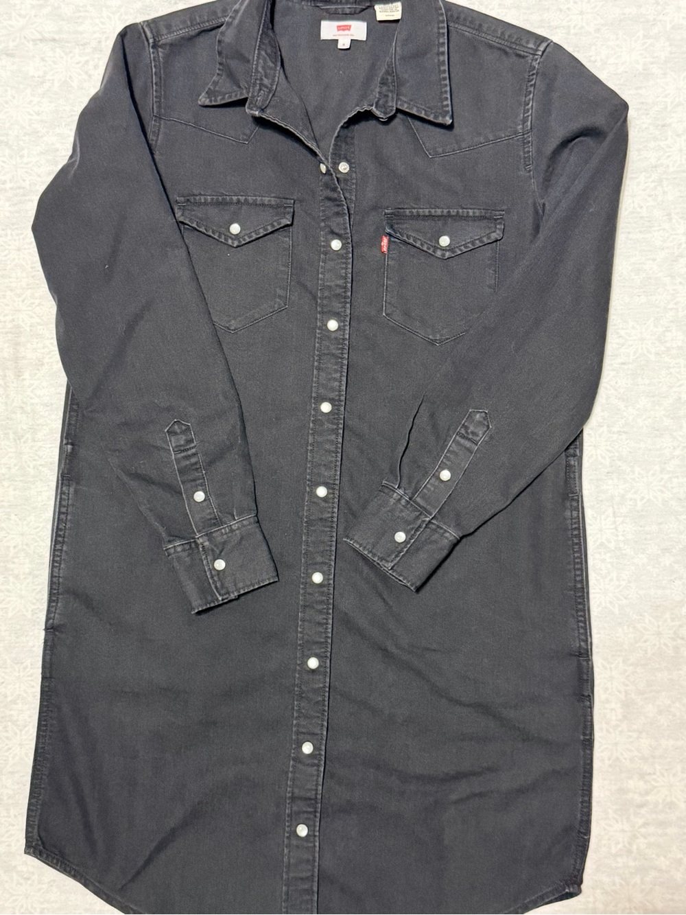 Levi’s Black Denim Western Pearl Snap Shirt Dress Long Sleeve S